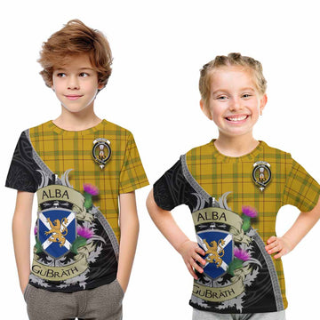 Houston Tartan Family Crest Kid T-Shirt Lion Rampant Royal Thistle Shield Celtic Inspired Youth XL Size14 - Tartan Vibes Clothing