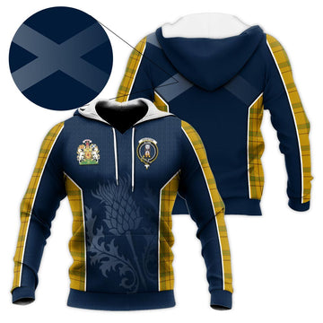 Houston Tartan Knitted Hoodie with Family Crest and Scottish Thistle Vibes Sport Style