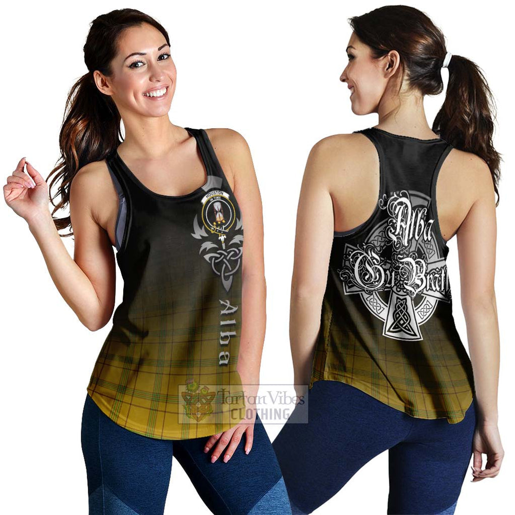 Houston Tartan Women's Racerback Tanks Featuring Alba Gu Brath Family Crest Celtic Inspired 4XL - Tartan Vibes Clothing