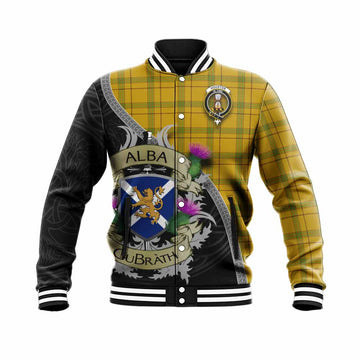 Houston Tartan Family Crest Baseball Jacket Lion Rampant Royal Thistle Shield Celtic Inspired Unisex - Tartan Vibes Clothing
