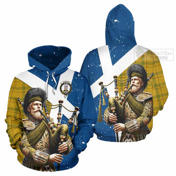 Houston Tartan Hoodie with Family Crest Scottish Bagpiper Vibes Zip Hoodie - Tartan Vibes Clothing
