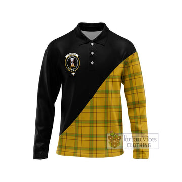 Houston Tartan Long Sleeve Polo Shirt with Family Crest and Military Logo Style Unisex - Tartan Vibes Clothing