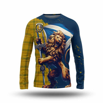 Houston Tartan Family Crest Long Sleeve T-Shirt with Scottish Majestic Lion Unisex - Tartan Vibes Clothing