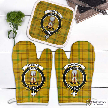 Houston Tartan Combo Oven Mitt & Pot-Holder with Family Crest Combo 2 Oven Mitt & 1 Pot-Holder Black - Tartan Vibes Clothing