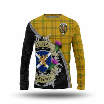 Houston Tartan Family Crest Long Sleeve T-Shirt Lion Rampant Royal Thistle Shield Celtic Inspired Unisex - Tartan Vibes Clothing