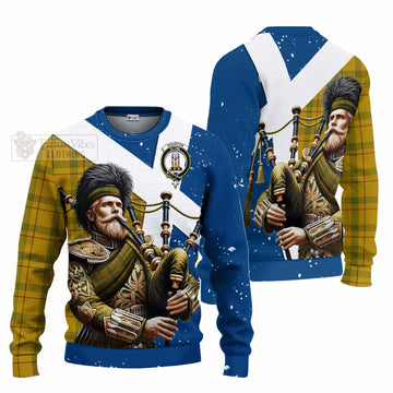 Houston Tartan Knitted Sweater with Family Crest Scottish Bagpiper Vibes Unisex - Tartan Vibes Clothing