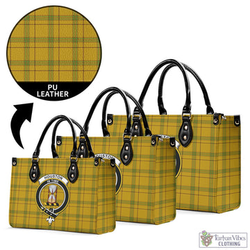 Houston Tartan Luxury Leather Handbags with Family Crest L - Tartan Vibes Clothing