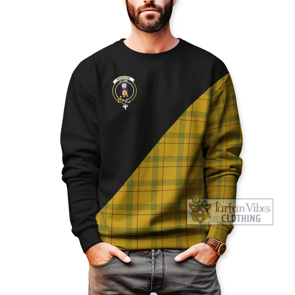 Houston Tartan Sweatshirt with Family Crest and Military Logo Style Unisex - Tartan Vibes Clothing