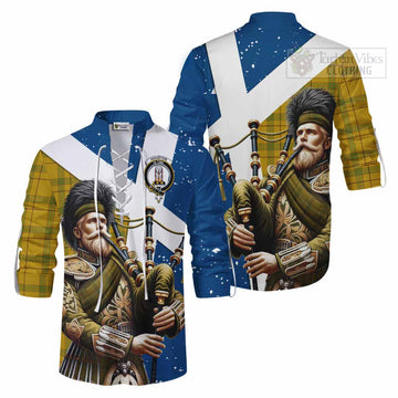 Houston Tartan Ghillie Kilt Shirt with Family Crest Scottish Bagpiper Vibes Men - Tartan Vibes Clothing