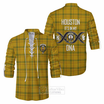 Houston Tartan Ghillie Kilt Shirt with Family Crest DNA In Me Style Men - Tartan Vibes Clothing