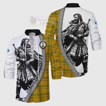Houston Tartan Clan Crest Ghillie Kilt Shirt with Highlander Warrior Celtic Style Men - Tartan Vibes Clothing