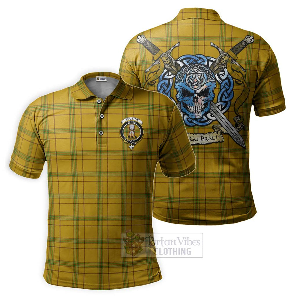 Houston Tartan Polo Shirt with Family Crest Celtic Skull Style Kid - Tartan Vibes Clothing