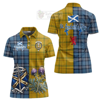 Houston Tartan Women's Polo Shirt Happy St. Andrew's Day Half Tartan Style Women - Tartan Vibes Clothing