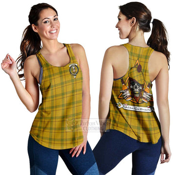 Houston Tartan Women's Racerback Tanks with Family Crest and Bearded Skull Holding Bottles of Whiskey 4XL - Tartan Vibes Clothing