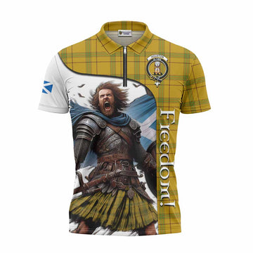 Houston Crest Tartan Zipper Polo Shirt Inspired by the Freedom of Scottish Warrior Unisex - Tartan Vibes Clothing