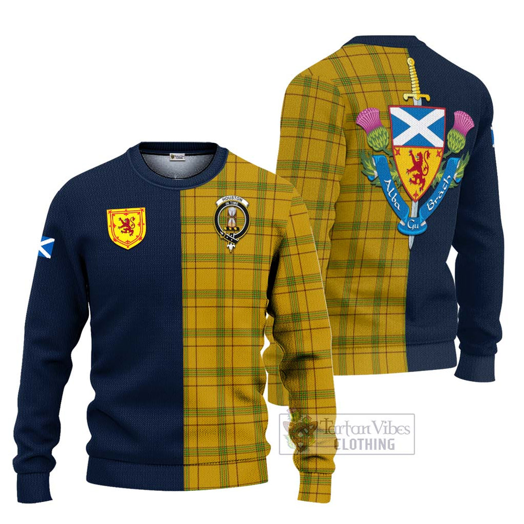 Houston Tartan Ugly Sweater Alba with Scottish Lion Royal Arm Half Style Unisex - Tartan Vibes Clothing