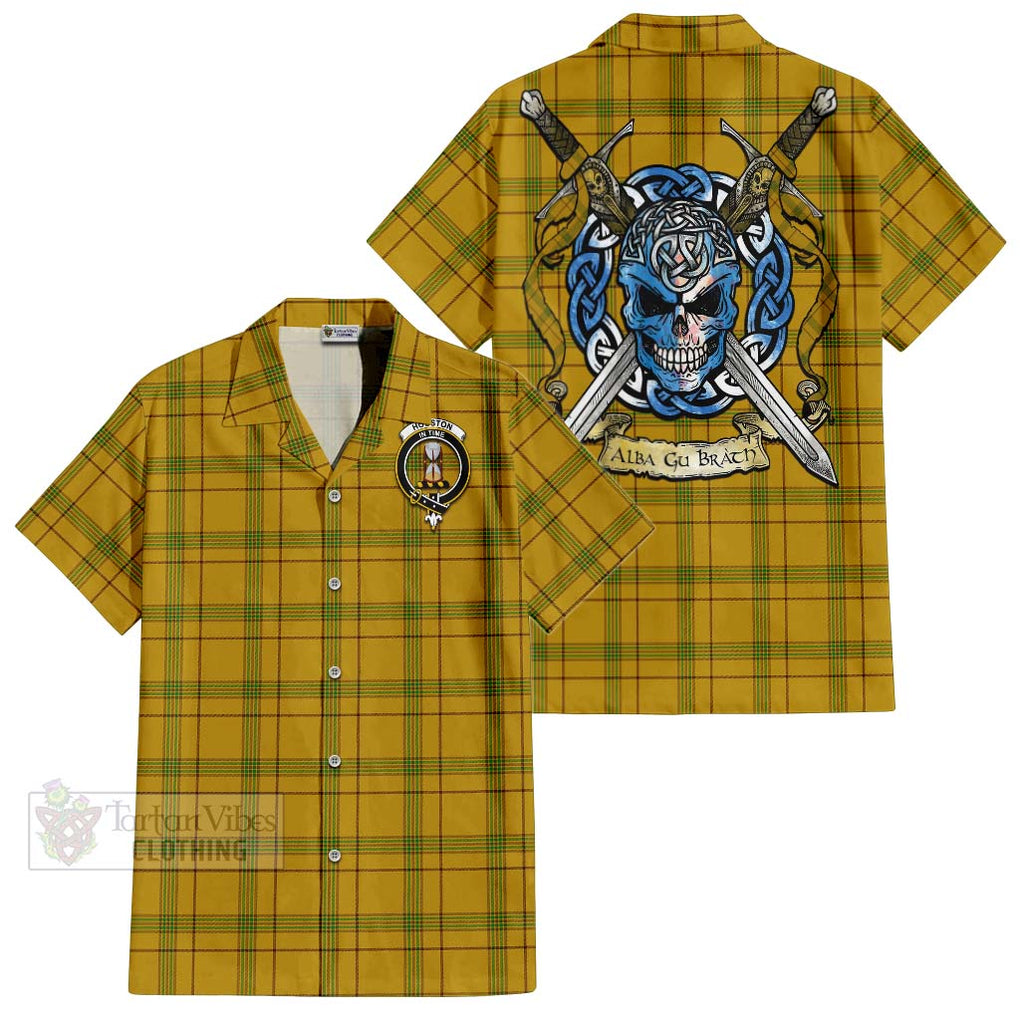 Houston Tartan Hawaiian Shirt with Family Crest Celtic Skull Style Kid - Tartan Vibes Clothing