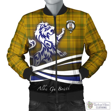 Houston Tartan Bomber Jacket with Alba Gu Brath Regal Lion Emblem Unisex - Tartan Vibes Clothing