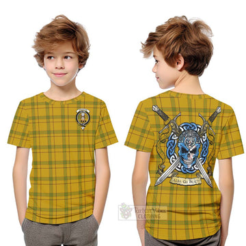 Houston Tartan Kid T-Shirt with Family Crest Celtic Skull Style Youth XL Size14 - Tartan Vibes Clothing