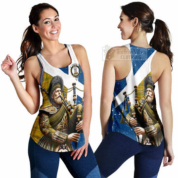 Houston Tartan Women's Racerback Tanks with Family Crest Scottish Bagpiper Vibes 4XL - Tartan Vibes Clothing