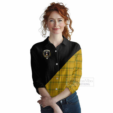Houston Tartan Women's Casual Shirt with Family Crest and Military Logo Style Female - Tartan Vibes Clothing
