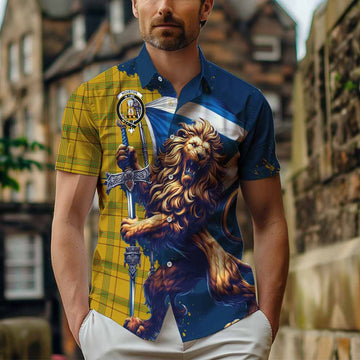 Houston Tartan Family Crest Hawaiian Shirt with Scottish Majestic Lion Kid - Tartan Vibes Clothing