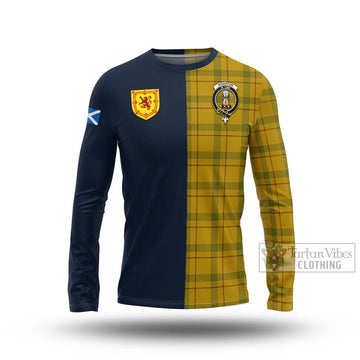 Houston Tartan Long Sleeve T-Shirt Alba with Scottish Lion Royal Arm Half Style Unisex - Tartan Vibes Clothing