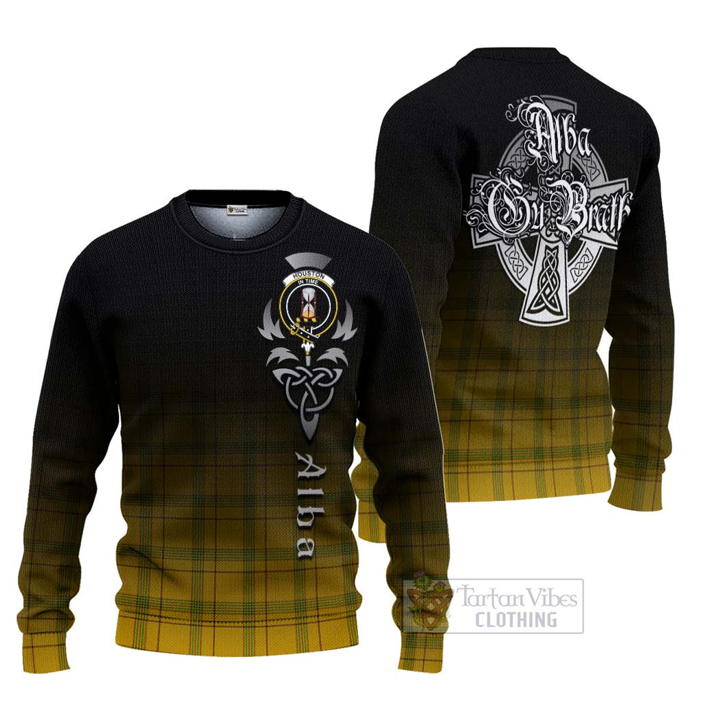 Houston Tartan Ugly Sweater Featuring Alba Gu Brath Family Crest Celtic Inspired Unisex - Tartan Vibes Clothing
