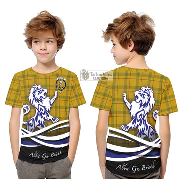 Houston Tartan Kid T-Shirt with Alba Gu Brath Regal Lion Emblem Youth XL Size14 - Tartan Vibes Clothing