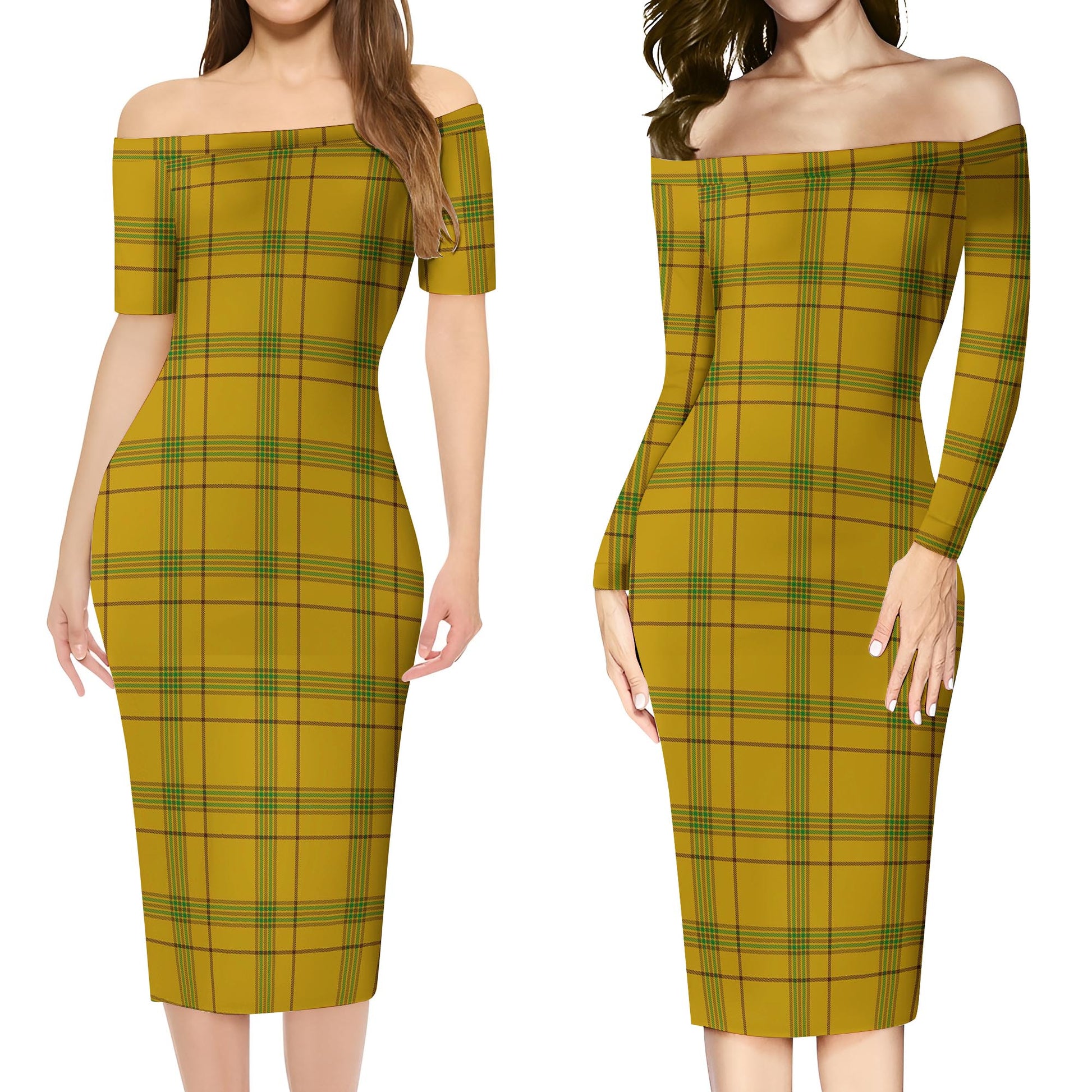 Houston Tartan Off Shoulder Lady Dress Women's Dress - Tartan Vibes Clothing
