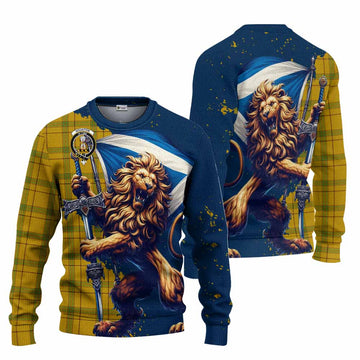 Houston Tartan Family Crest Knitted Sweater with Scottish Majestic Lion Unisex - Tartan Vibes Clothing