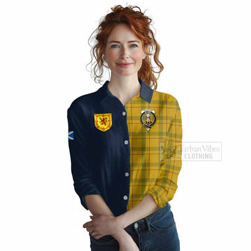 Houston Tartan Women's Casual Shirt Alba with Scottish Lion Royal Arm Half Style Female - Tartan Vibes Clothing