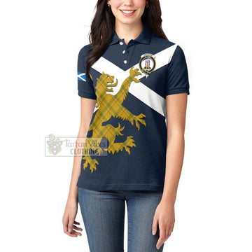 Houston Tartan Lion Rampant Women's Polo Shirt Proudly Display Your Heritage with Alba Gu Brath and Clan Name Women - Tartan Vibes Clothing