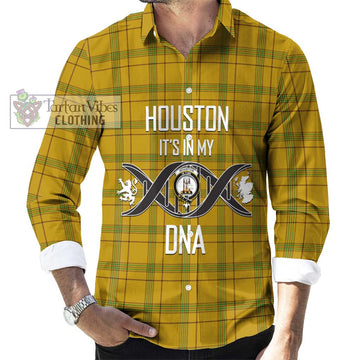 Houston Tartan Long Sleeve Button Shirt with Family Crest DNA In Me Style Men's Shirt S - Tartanvibesclothing Shop
