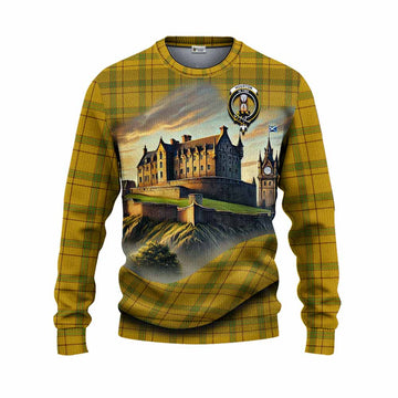 Houston Tartan Family Crest Knitted Sweater with Scottish Ancient Castle Style Unisex - Tartan Vibes Clothing