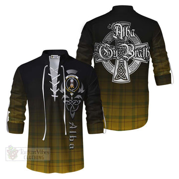 Houston Tartan Ghillie Kilt Shirt Featuring Alba Gu Brath Family Crest Celtic Inspired Men - Tartan Vibes Clothing
