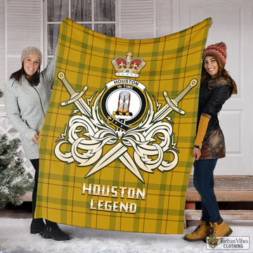 Houston Tartan Blanket with Clan Crest and the Golden Sword of Courageous Legacy