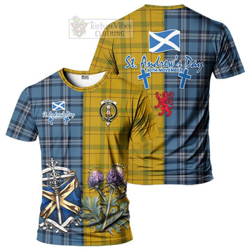 Houston Tartan T-Shirt Happy St. Andrew's Day Half Tartan Style Kid's Shirt - Tartan Vibes Clothing