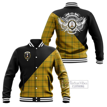 Houston Tartan Baseball Jacket with Family Crest and Military Logo Style Unisex - Tartan Vibes Clothing