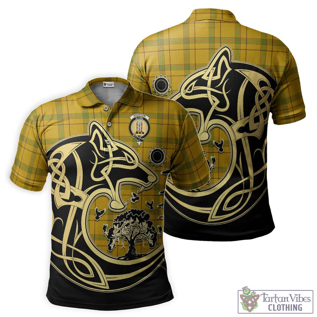 Houston Tartan Polo Shirt with Family Crest Celtic Wolf Style Kid - Tartan Vibes Clothing