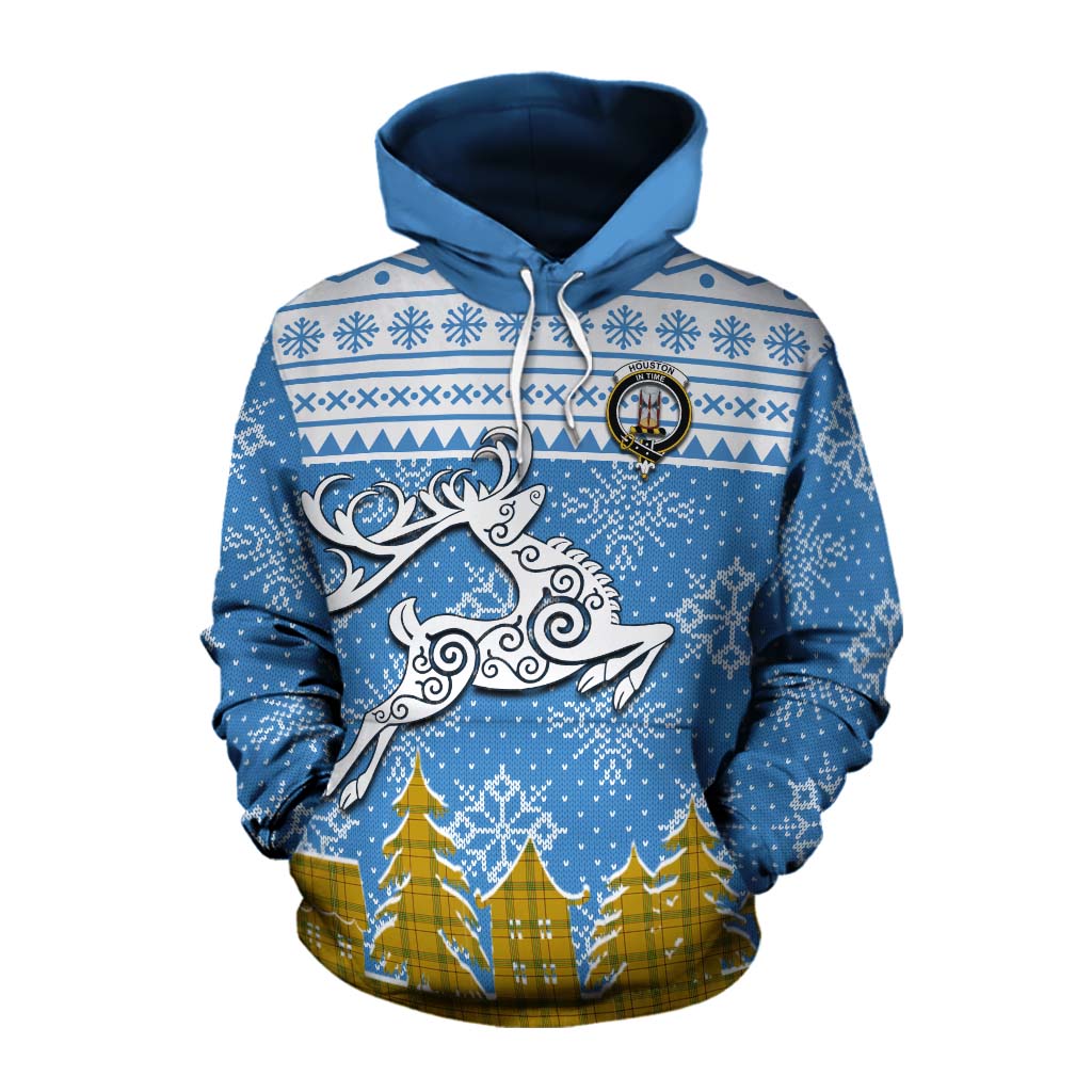 Houston Clan Christmas Cotton Hoodie Celtic Reindeer Style Pullover Hoodie XS - Tartan Vibes Clothing