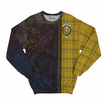 Tartan Vibes Clothing Houston Tartan Family Crest Sweatshirt Alba Gu Brath Be Brave Lion Ancient Style