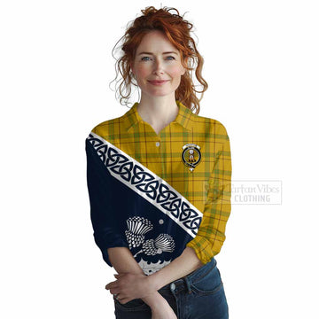 Houston Tartan Women's Casual Shirt Featuring Thistle and Scotland Map Female - Tartan Vibes Clothing