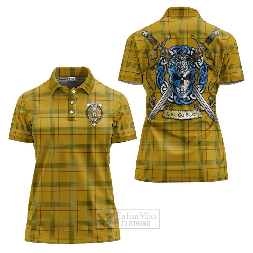 Houston Tartan Women's Polo Shirt with Family Crest Celtic Skull Style Women - Tartan Vibes Clothing