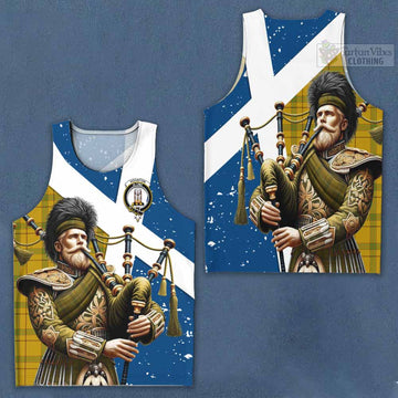 Houston Tartan Men's Tank Top with Family Crest Scottish Bagpiper Vibes Men - Tartan Vibes Clothing