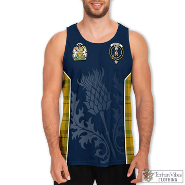 Houston Tartan Men's Tanks Top with Family Crest and Scottish Thistle Vibes Sport Style