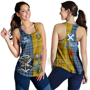 Houston Tartan Women's Racerback Tanks Happy St. Andrew's Day Half Tartan Style 4XL - Tartan Vibes Clothing