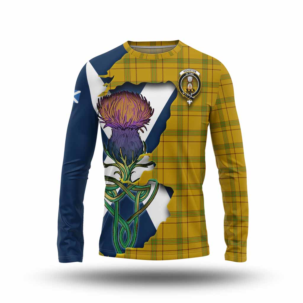 Houston Tartan Family Crest Long Sleeve T-Shirt Scottish Thistle Celtic Inspired Unisex - Tartan Vibes Clothing