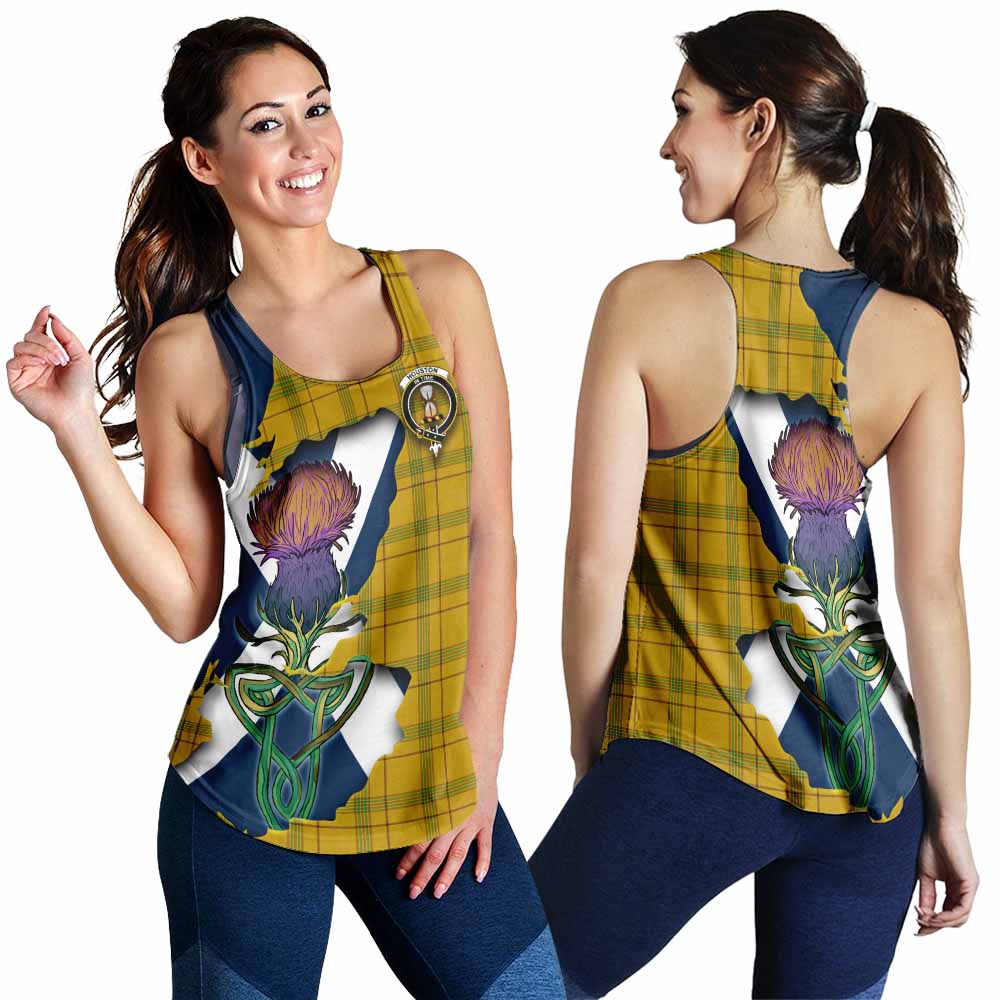 Houston Tartan Family Crest Women's Racerback Tanks Scottish Thistle Celtic Inspired 4XL - Tartan Vibes Clothing