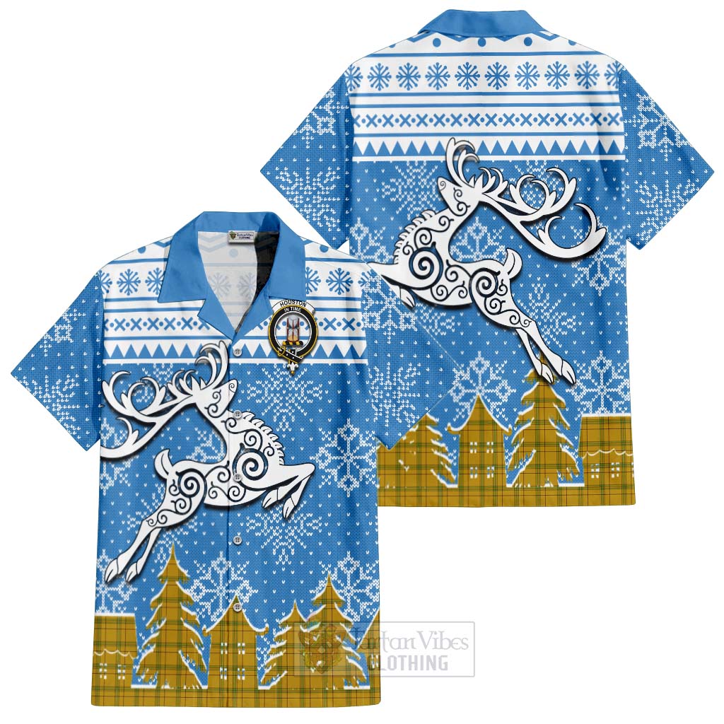 Houston Clan Christmas Hawaiian Shirt Celtic Reindeer Style Kid - Tartan Vibes Clothing